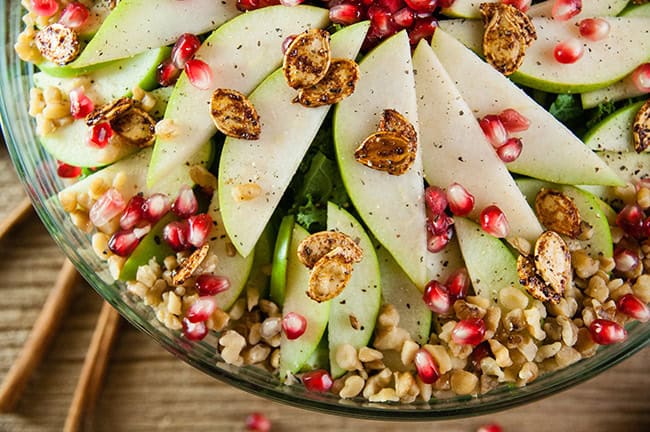 Apple and Pear Kale Salad with Maple Dijon Vinaigrette