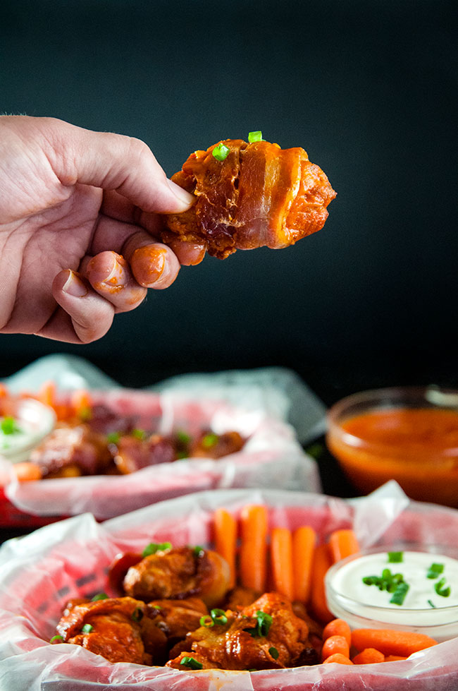 Easy Bacon Wrapped Buffalo Wings Two Ways