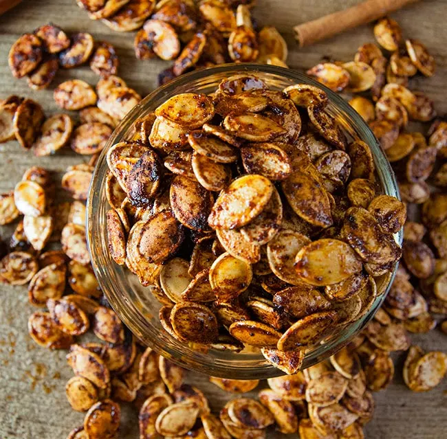 Sweet and Spicy Roasted Pumpkin Seeds