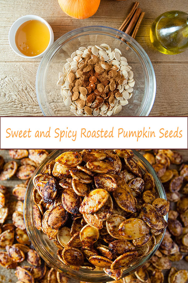 Sweet and spicy roasted pumpkin seeds make the perfect fall snack or garnish to fall soups and salads from www.SeasonedSprinkles.com