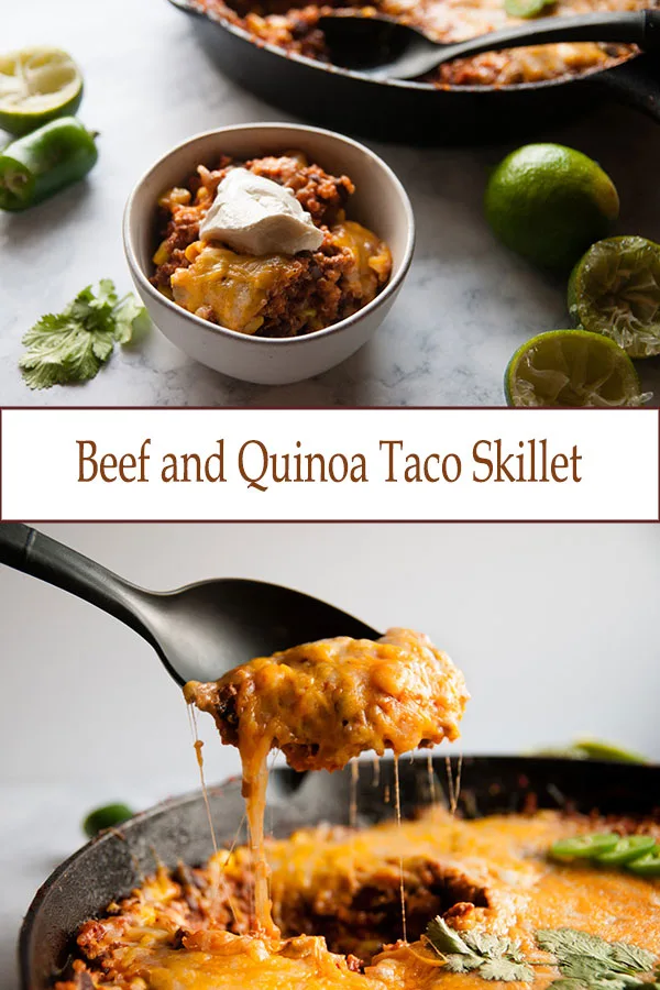 This beef and quinoa taco skillet is a delicious easy dinner recipe