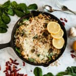 Quick Lemon Pesto Chicken and Orzo Skillet