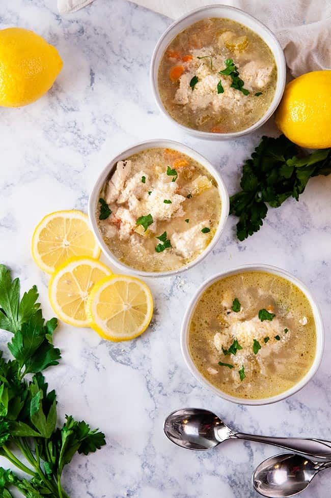 Parmesan Lemon Chicken Orzo Soup