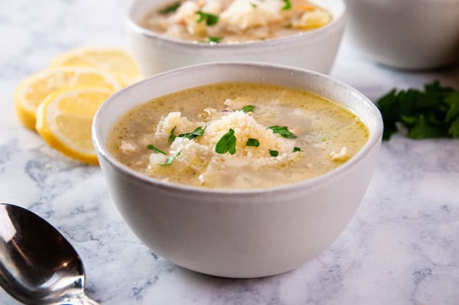 Parmesan Lemon Chicken Orzo Soup