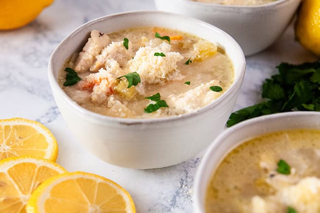 Parmesan Lemon Chicken Orzo Soup