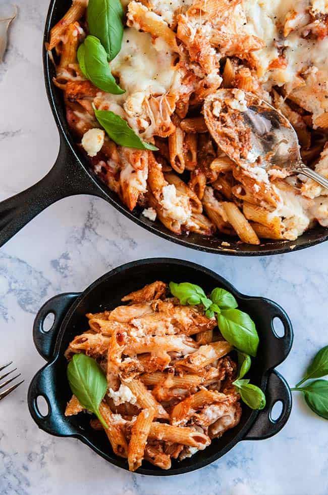 Skillet baked ziti