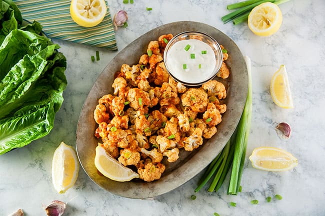 Buffalo Cauliflower and Quinoa Lettuce Wraps