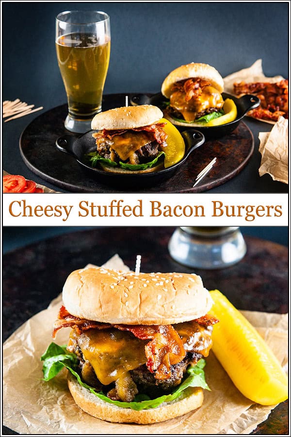 Bacon and Cheese Stuffed Burgers - Seasoned Sprinkles