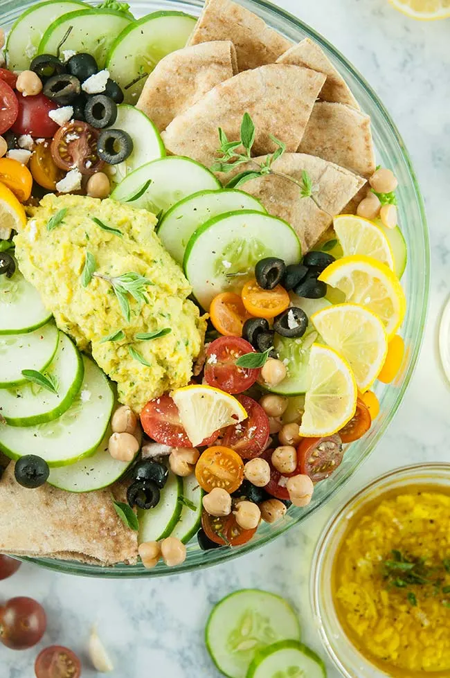 Lemony Loaded Greek Salad with Hummus