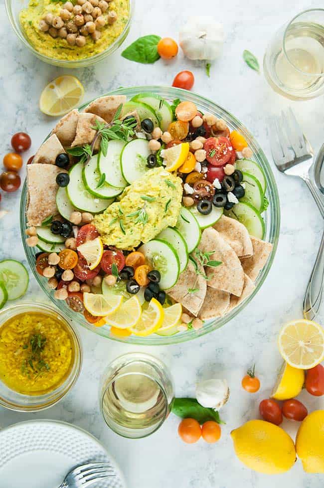 Lemony Loaded Greek Salad with Hummus