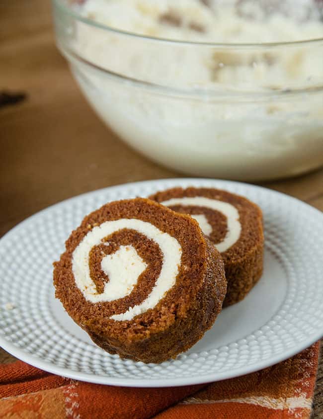 Boozy Pumpkin Spice Buttercream in a pumpkin roll