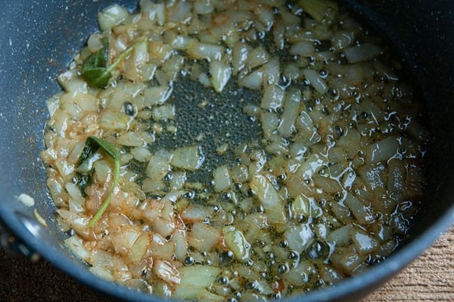 soften onions in brown butter