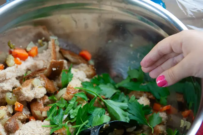 Stuffing Ingredients in a Bowl