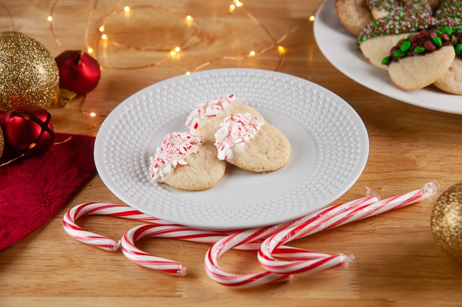 White Chocolate Peppermint Dipped Sugar Cookies