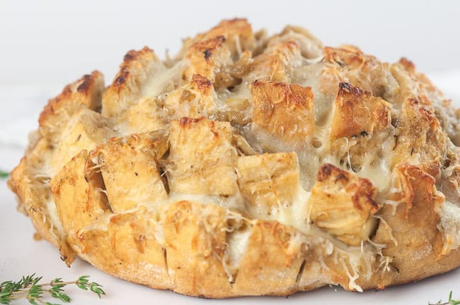 Cheesy pull apart bread on white