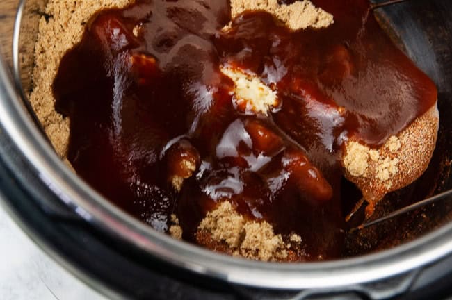 Chicken with barbecue sauce and spices in the Instant Pot