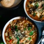 Instant pot minestrone is a vegetarian soup made in the pressure cooker.