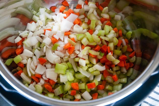 Saute the vegetables on saute mode in the Instant Pot