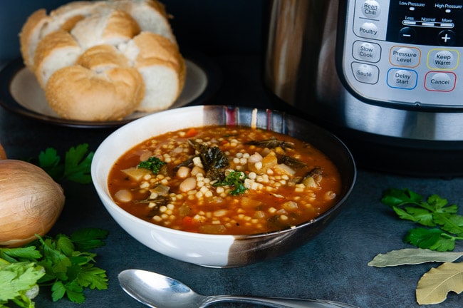 Instant pot minestrone is a vegetarian soup made in the pressure cooker.