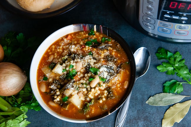 Instant Pot Minestrone makes a cozy vegetarian lunch or dinner.