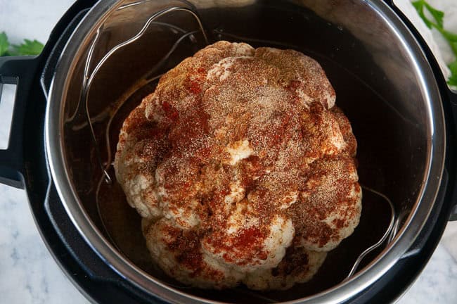 The Barbecue Cauliflower seasoned and ready to be cooked