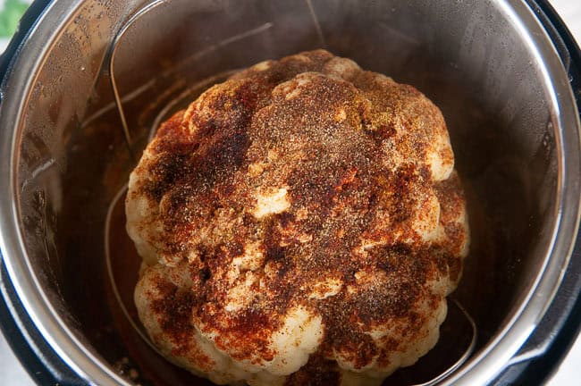 Cauliflower after it has been steamed in the Pot