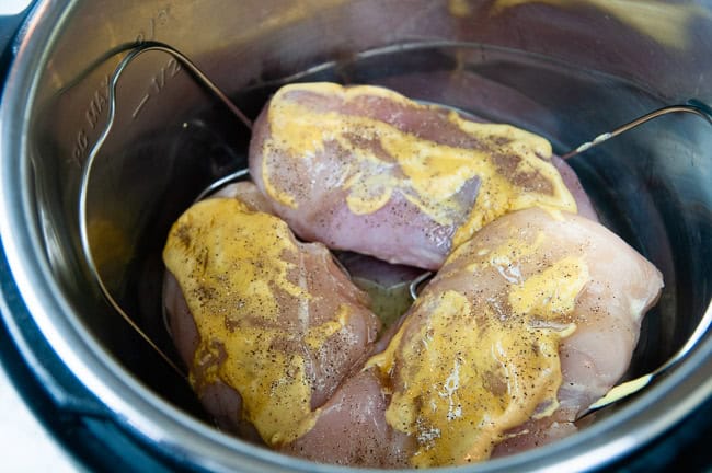 Getting ready to pressure cook Instant Pot chicken salad