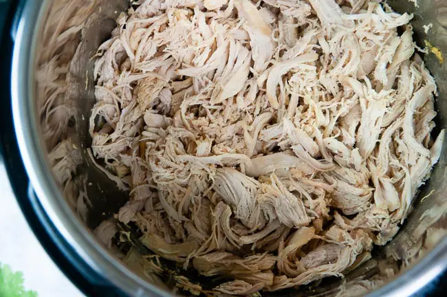 Shred the chicken for Instant Pot Chicken Salad