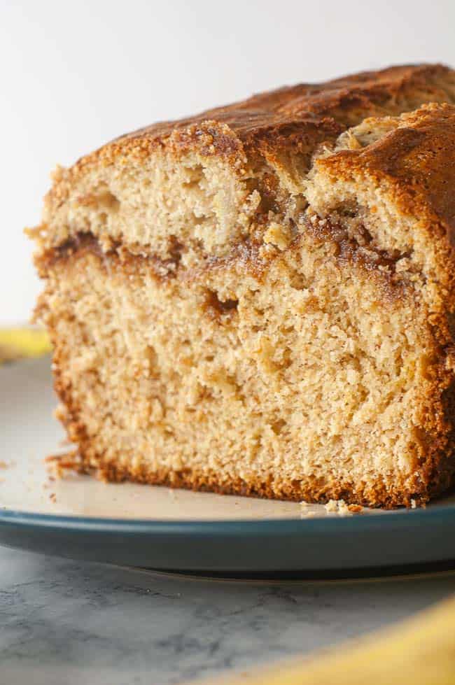 Cinnamon swirl banana bread is a yummy breakfast quick bread