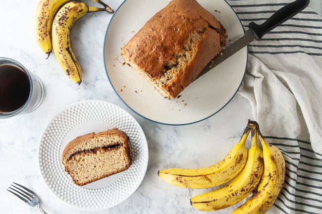 Cinnamon swirl banana bread is a yummy breakfast quick bread