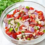 Fresh tomato salsa goes perfectly with chips, tacos or nachos