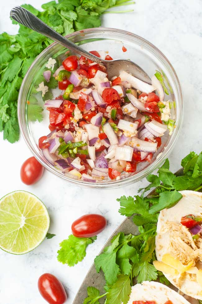 Fresh tomato salsa goes perfectly rounds out taco night