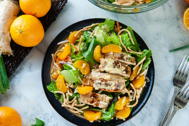 Mandarin chicken salad is loaded with texture and flavor for a satisfying dinner.