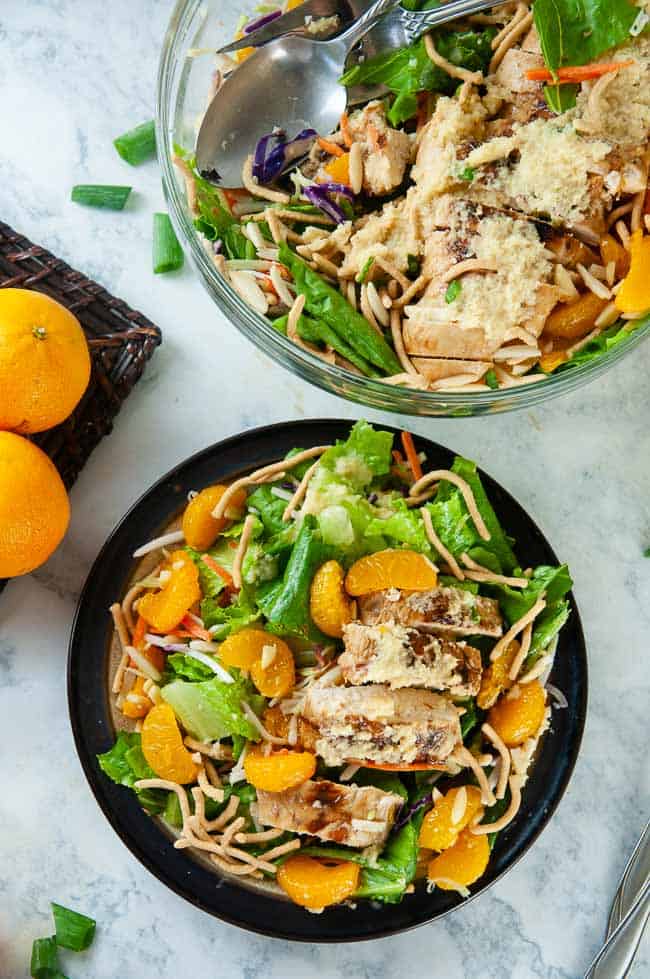 Mandarin chicken salad is loaded with texture and flavor for a satisfying dinner.