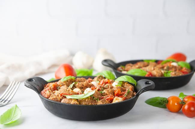 Air fryer gnocchi Caprese makes a delicious vegetarian dinner.