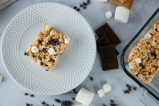 S'mores Rice Krispie Treats allow you to enjoy s'mores without the campfire.