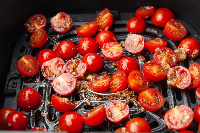 Dressed tomatoes in the air fryer
