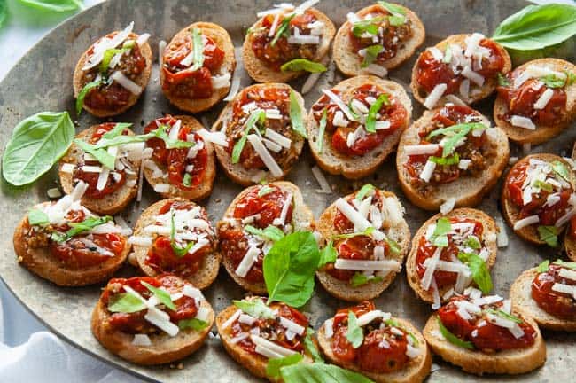 Air Fryer Roasted Tomato Bruschetta makes a fabulous appetizer.