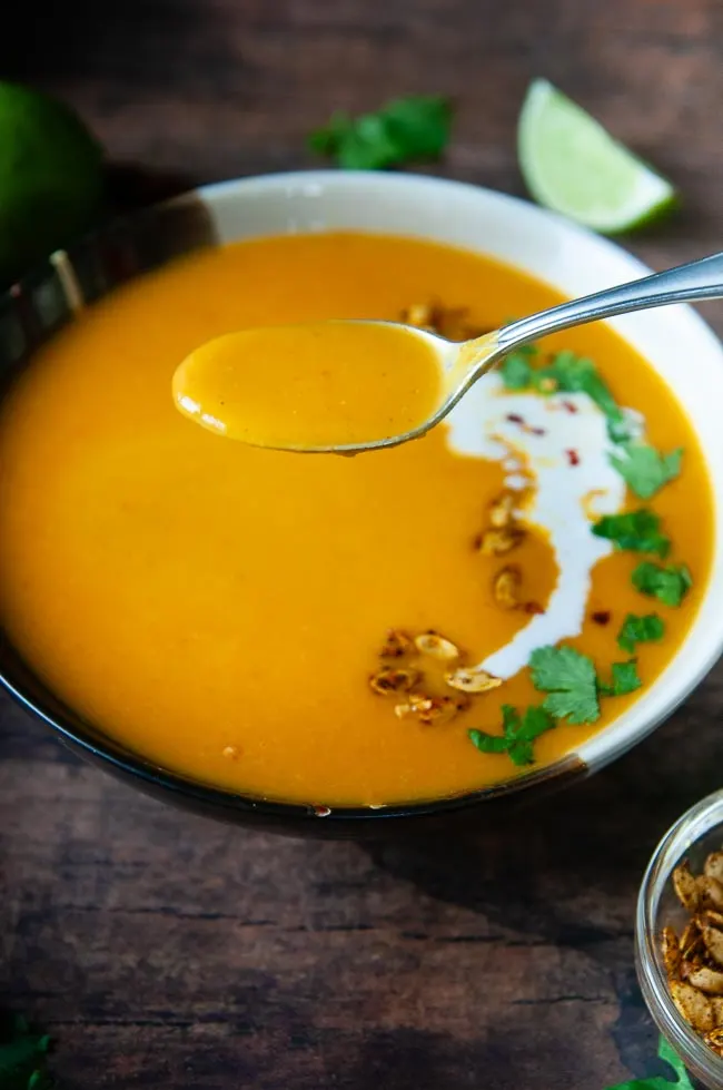 Make Thai Curried butternut squash soup quickly and easily in your Instant Pot!