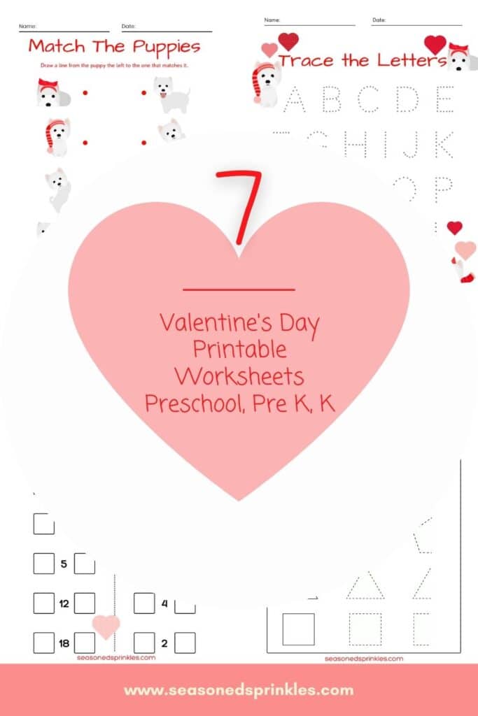 Valentine's Day puppy printables for kindergarten