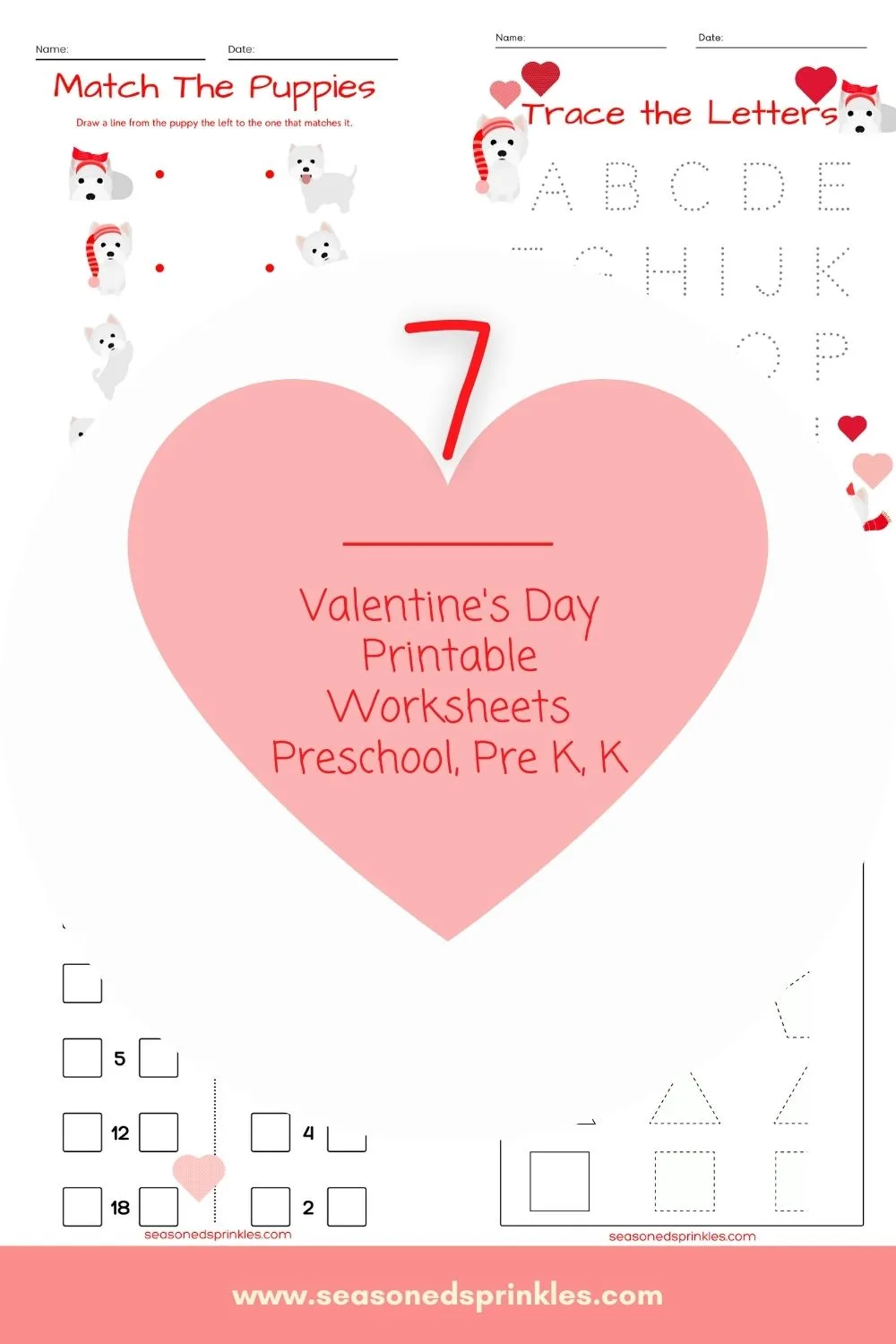 Valentine's Day puppy printables for kindergarten