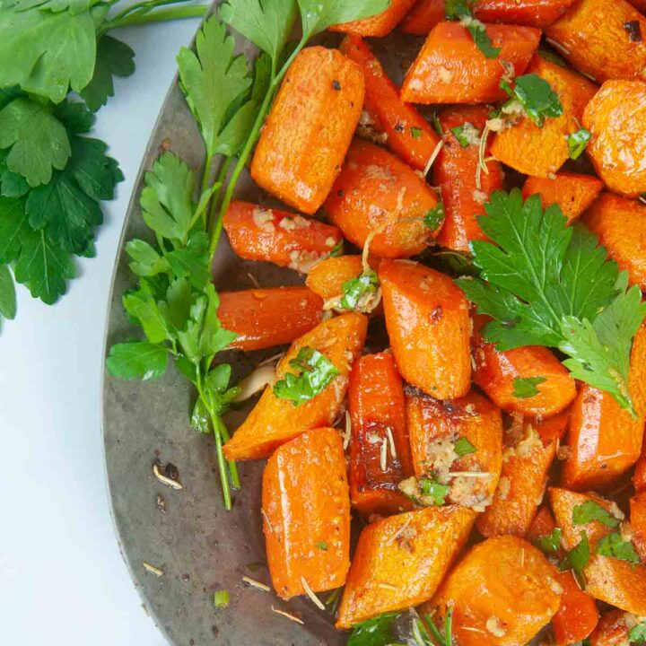 Garlic and Herb Roasted Carrots are an easy side dish.