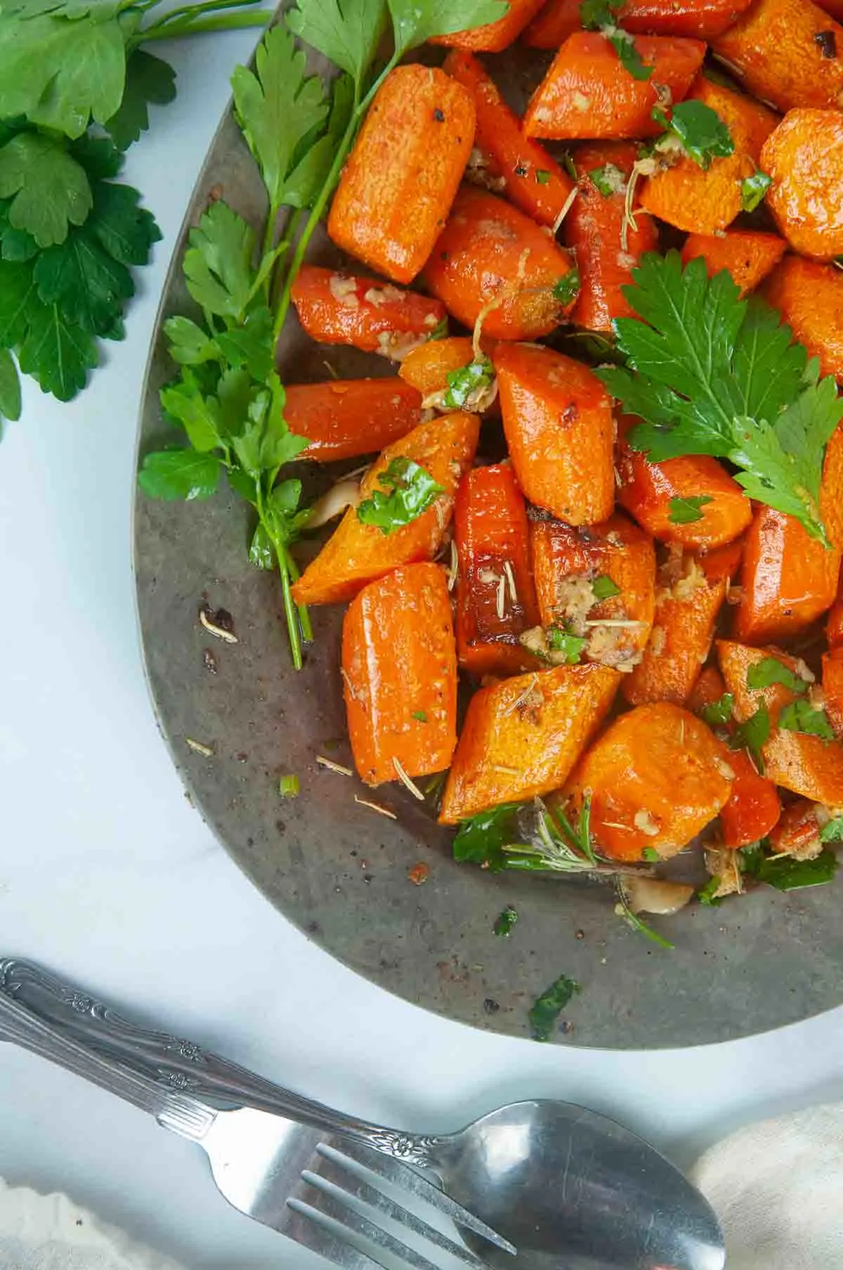 Garlic and Herb Roasted Carrots are an easy side dish.