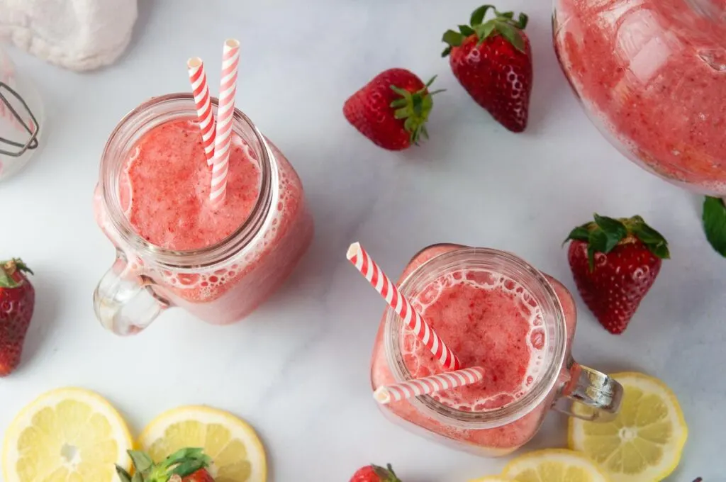Frozen Strawberry Lemonade is the perfect slushie to cool down with this summer.