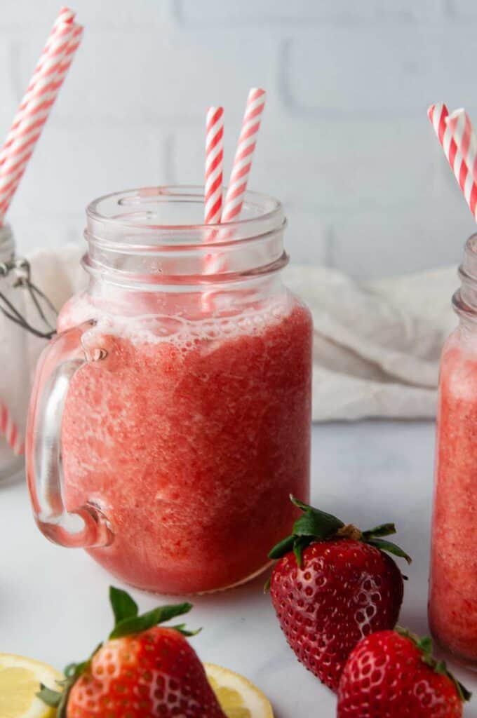 Frozen Strawberry Lemonade is the perfect slushie to cool down with this summer.