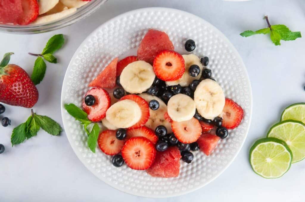 Red White and Blue Fruit Salad makes a refreshing summer side dish