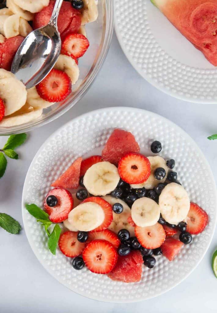 Red White and Blue Fruit Salad makes a refreshing summer side dish