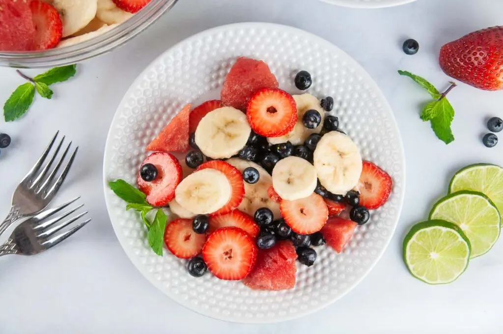 Red White and Blue Fruit Salad makes a refreshing summer side dish