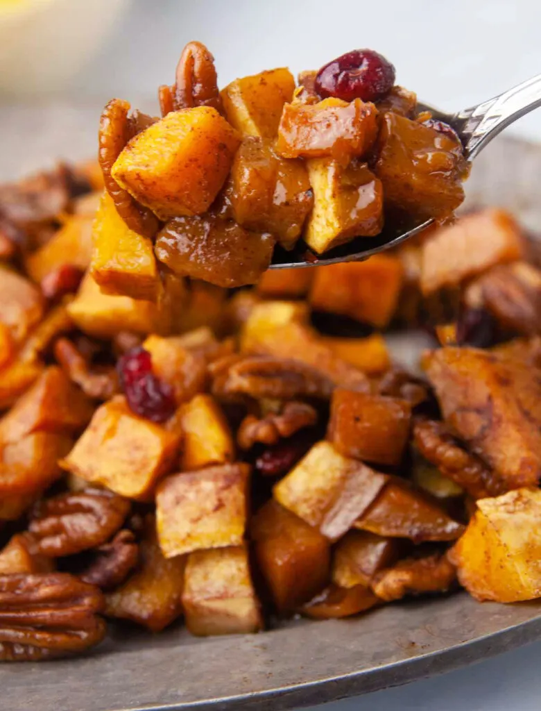 Brown sugar butternut squash with cinnamon is a delicious fall or holiday side dish.