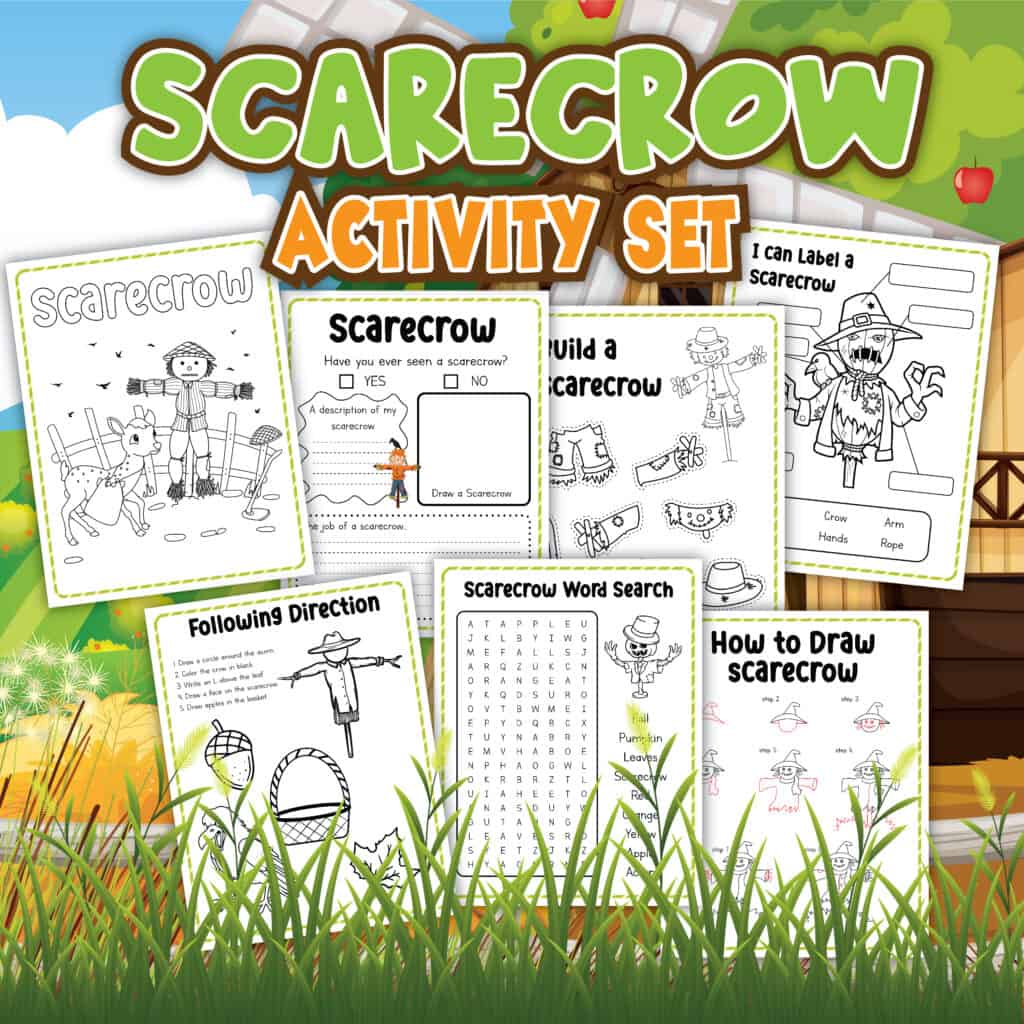 Scarecrow Printable Activity Set Collage